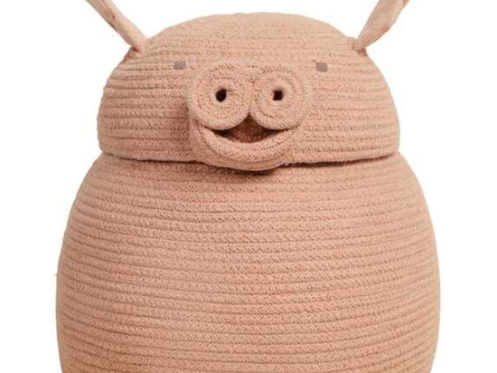Καλάθι Αποθήκευσης Peggy Το Γουρουνάκι LOR-BSK-PEGGY Φ32x30cm Pink Lorena Canals Βαμβάκι-Πολυέστερ