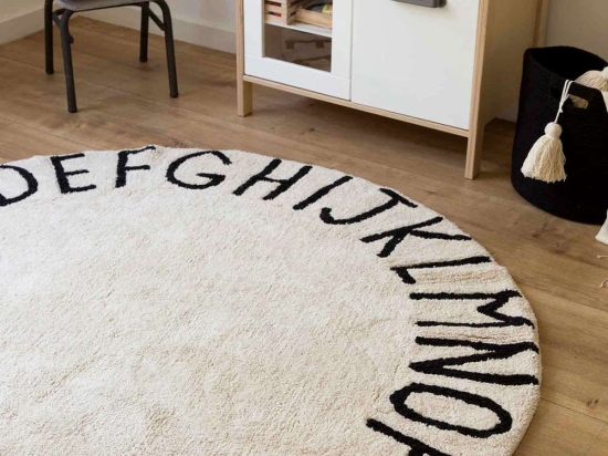 Χαλί Παιδικό Abc Στρογγυλό Μαύρο Lorena Canals 150X150cm Round