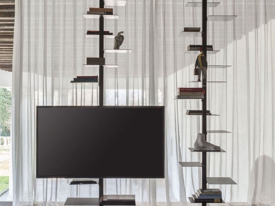 Έπιπλο Τηλεόρασης Με Ράφια Adelaide TV 41x5/12x236 MAD05M MADACAM Black Mogg Μέταλλο