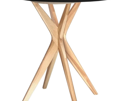 Τραπέζι Επεκτεινόμενο Jubi JUBITEXHRBLACK Φ90x75cm Natural-Black Mdf,Ξύλο