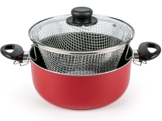 Φριτέζα Αντικολλητική Adriatica OZ47000724 Φ24cm Black-Red Olympia Zanetti 24cm Αλουμίνιο