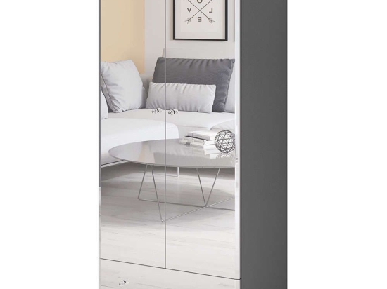 Ντουλάπα Δίφυλλη Glass 161585599 86x55x185cm Grey Δίφυλλη