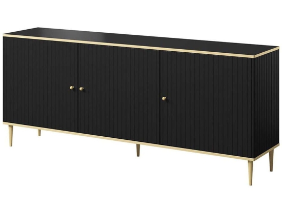Μπουφές Glamour 162409819 180x40x76cm Black-Gold Μοριοσανίδα, Μέταλλο