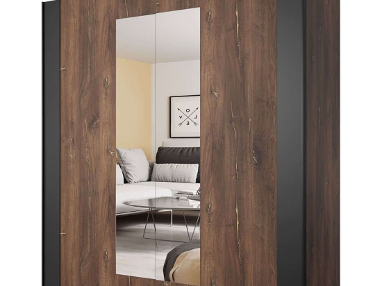 Ντουλάπα Δίφυλλη Συρόμενη Sigon 162422039 200x64x213cm Brown-Black Δίφυλλη