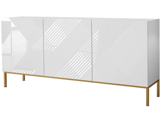 Μπουφές Exito 162459179 160x37x76cm White-Gold Μοριοσανίδα, Μέταλλο