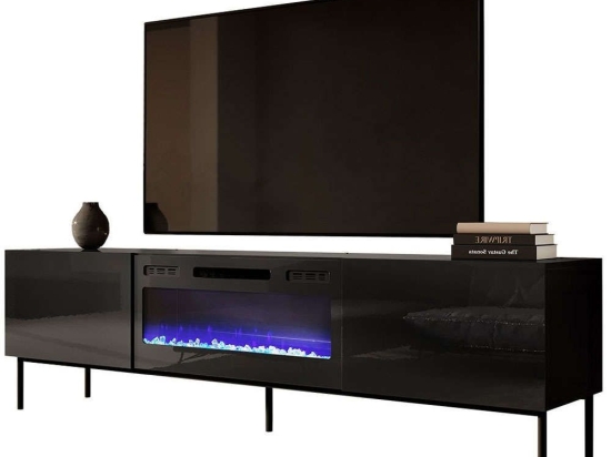 Έπιπλο Τηλεόρασης Με Φλόγα Led Slide Plus 162505559 200x40x57cm Black