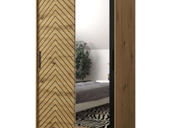 Ντουλάπα Δίφυλλη Συρόμενη Jodelka 162561419 120x62x200cm Oak-Black Δίφυλλη