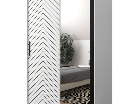 Ντουλάπα Δίφυλλη Συρόμενη Jodelka 162561479 120x62x200cm White-Black Δίφυλλη