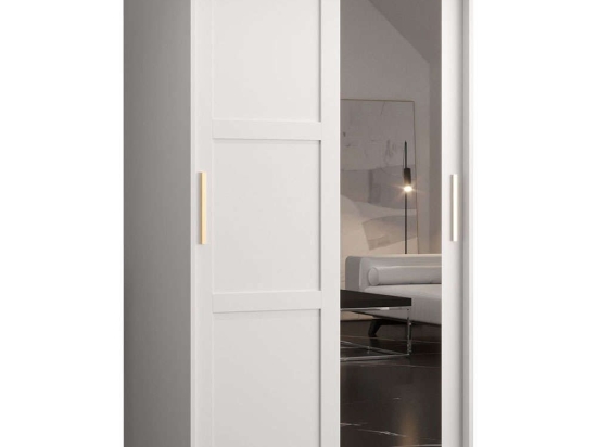 Ντουλάπα Δίφυλλη Συρόμενη Ramiro 162574979 100x62x200cm White-Gold Δίφυλλη