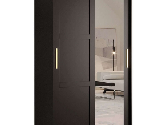 Ντουλάπα Δίφυλλη Συρόμενη Ramiro 162574989 100x62x200cm Black-Gold Δίφυλλη