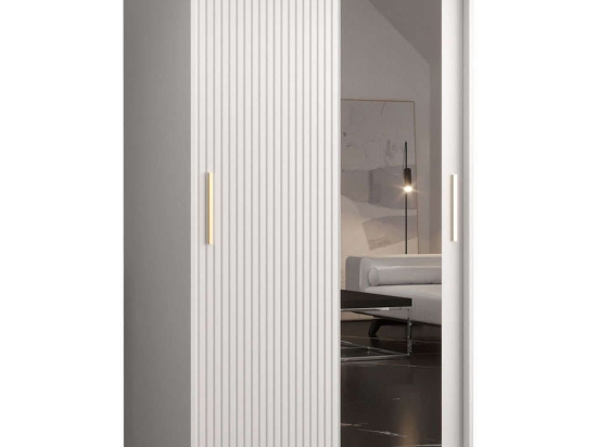 Ντουλάπα Δίφυλλη Συρόμενη Riflo Slim 162575469 100x62x200cm White-Gold Δίφυλλη