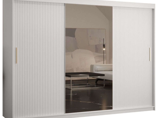 Ντουλάπα Δίφυλλη Συρόμενη Riflo Slim 162575739 250x62x200cm White-Gold Δίφυλλη