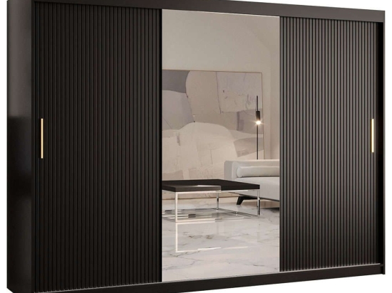 Ντουλάπα Δίφυλλη Συρόμενη Riflo Slim 162575749 250x62x200cm Black-Gold Δίφυλλη