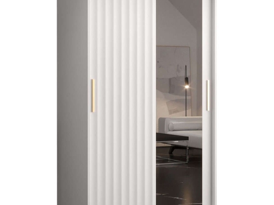 Ντουλάπα Δίφυλλη Συρόμενη Riflo Wave 162577719 100x62x200cm White-Gold Δίφυλλη