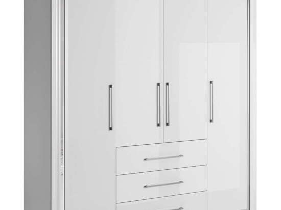 Ντουλάπα Τετράφυλλη Arano 162604089 199x61x214cm White-Silver Τετράφυλλη