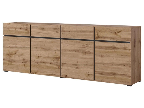 Μπουφές Orwell I 162693279 225x40x78cm Oak-Black Μοριοσανίδα