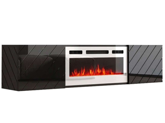 Έπιπλο Τηλεόρασης Με Φλόγα Led Luxe 162712439 183x35x38cm Black-White