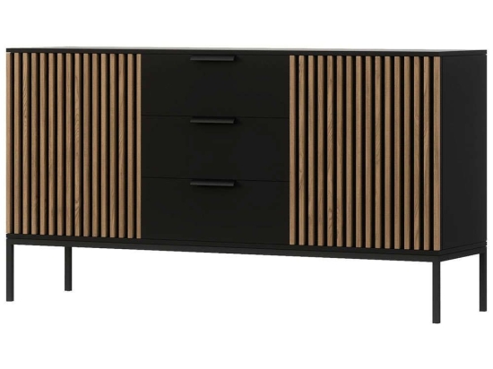 Μπουφές Oriol 162724679 150x40x80cm Black-Oak Mdf,Μέταλλο