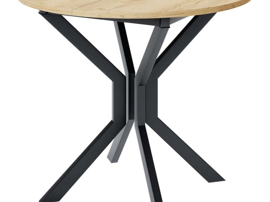Τραπέζι Επεκτεινόμενο Dione 162729139 90/130x90x77cm Natural-Black Μοριοσανίδα, Μέταλλο