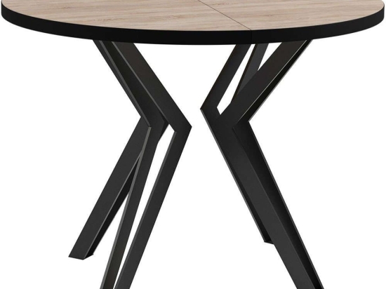 Τραπέζι Επεκτεινόμενο Randi 162749129 100/176x100x76cm Sonoma-Black Μοριοσανίδα, Μέταλλο