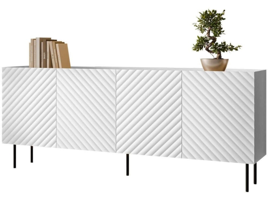 Μπουφές Lucca Plus 162780019 200x80x40cm White-Black Μοριοσανίδα, Μέταλλο
