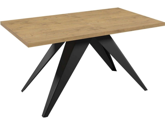 Τραπέζι Επεκτεινόμενο Vento 162784799 140/240x80x76cm Walnut-Black Μοριοσανίδα, Μέταλλο