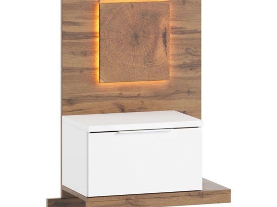 Κομοδίνο Επιτοίχιο Με Φως Ludost Δεξί 16633399 60x35x100cm Natural-White