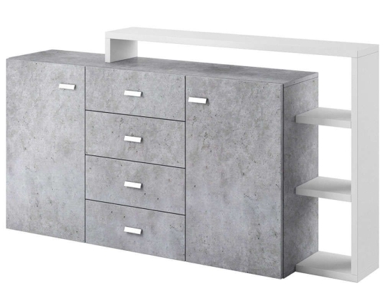 Μπουφές Bron Plus 16822209 180x37x98cm Grey-White Μοριοσανίδα, Μέταλλο