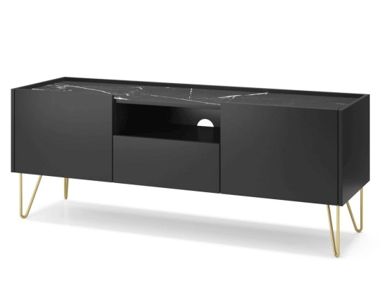 Έπιπλο Τηλεόρασης Harmony P_HRM_TV 144x37x55cm Marble Black