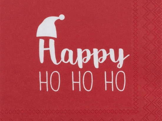 Χαρτοπετσέτα Χριστουγεννιάτικη Cocktail Happy Ho Ho Ho (Σετ 20Τμχ) RD0090268 25x25cm Red-White Raeder