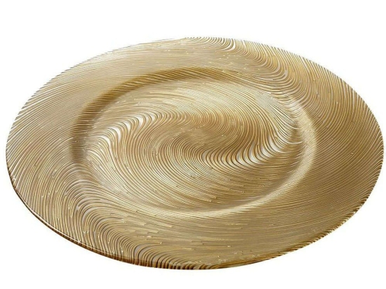 Πιάτο Ρηχό SUP104K4 Φ33x1,4cm Clear-Gold Espiel Γυαλί