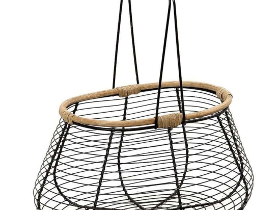 Καλάθι Αποθήκευσης TAK218 29x21x32cm Black-Natural Espiel Μέταλλο,Ξύλο