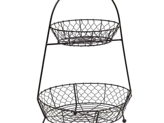 Καλάθι Αποθήκευσης Διώροφο TAK226 34x26x52cm Black Espiel Μέταλλο