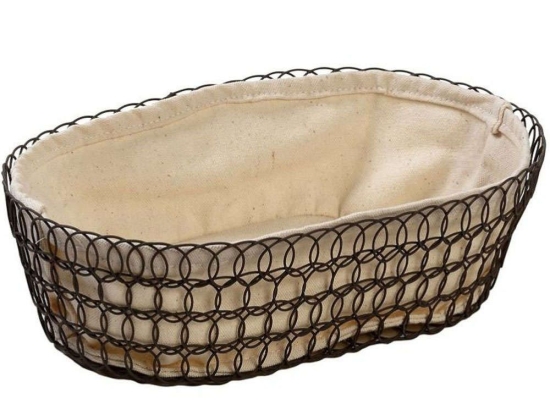 Καλάθι Ψωμιού TAK309 32x23x10cm Beige-Black Espiel Μέταλλο,Ύφασμα