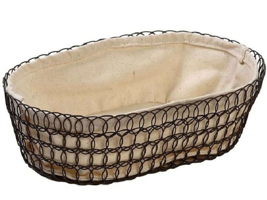 Καλάθι Ψωμιού TAK310 27x18x8cm Beige-Black Espiel Μέταλλο,Ύφασμα