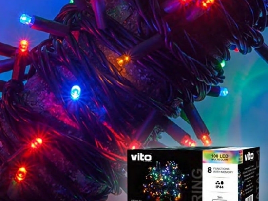 Χριστουγεννιάτικα Λαμπάκια VT-5620440 100 LED Multicolor IP44 5m Επεκτεινόμενο Έως 5 Set Vito
