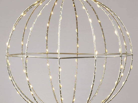 Χριστουγεννιάτικη Μπάλα Silver Ball Με Φως Led X0614414226 Φ30cm Clear-Gold Aca
