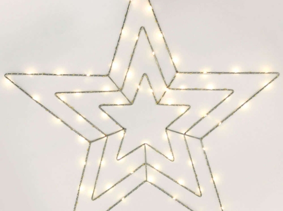 Χριστουγεννιάτικα Λαμπάκια Με Σχήμα Three Stars 70 Mini Led X067014225 65,5x65,5+300cm 1,8W Silver Aca