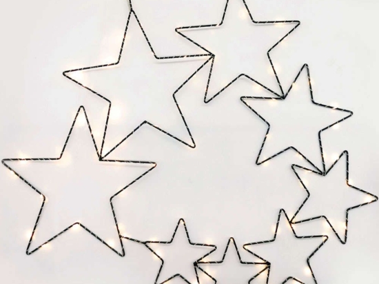 Χριστουγεννιάτικα Λαμπάκια Με Σχήμα Black Stars 80 Mini Led X068014225 71x57cm 2,7W Black Aca