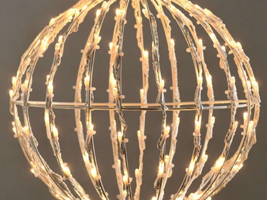 Χριστουγεννιάτικη Μπάλα 3D Ball Με Φως Led X081201413 25x25x26cm Silver-White Aca