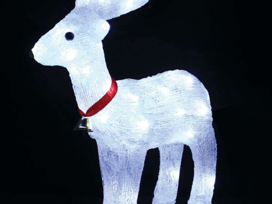 Χριστουγεννιάτικη Διακοσμητική Φιγούρα Standing Reindeer With Ribbon Με Φως X0840224 31x13,5x33cm White-Red Aca