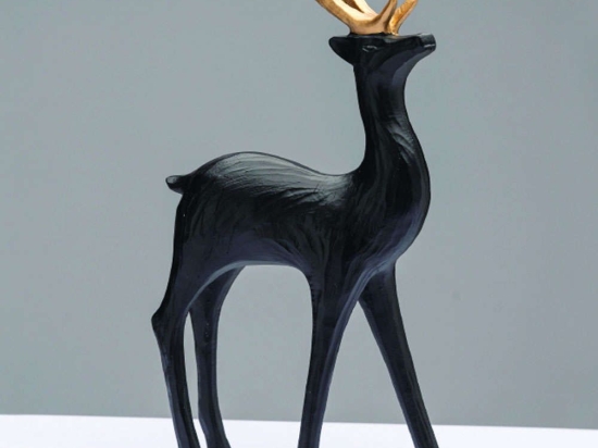 Διακοσμητική Φιγούρα Ελάφι X1573616 16x7x31cm Black-Gold Aca