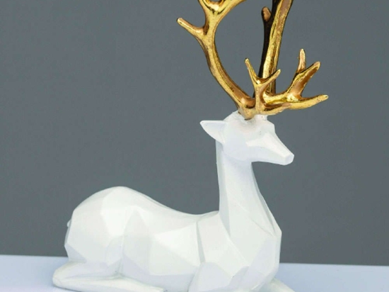 Διακοσμητικό Ελάφι X1584614 16x8x20cm White-Gold Aca