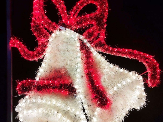 Φωτοσωλήνας Double Bells With Bow 468 Led X1746814011 80x80+150cm 44W Red-White Aca