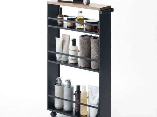 Ραφιέρα Επιδαπέδια 3 Θέσεων Tower Slim YMZK3628 13x47,5x80,5cm Black Yamazaki Ατσάλι,Ξύλο