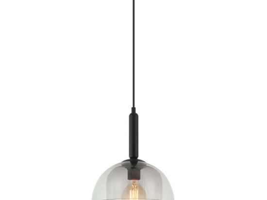 Φωτιστικό Οροφής 20126 1xΕ27 Max 40W Black Matt - Smoked Grey Μέταλλο,Γυαλί