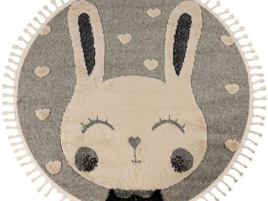 Χαλί Fano 395 Rabbit Heart Grey-Cream Obsession 133X133cm Round