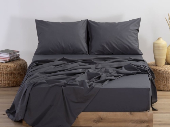 Σεντόνι Με Λάστιχο Basic Dark Grey Nef-Nef Μονό 100x200cm Με Λάστιχο 100% Βαμβάκι
