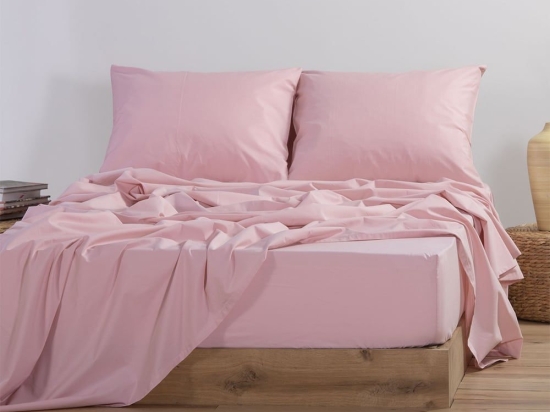 Σεντόνι Με Λάστιχο Basic Pink Nef-Nef Ημίδιπλο 120x230cm Με Λάστιχο 100% Βαμβάκι