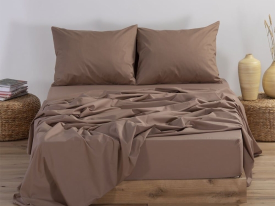 Σεντόνι Με Λάστιχο Basic Brown Nef-Nef Μονό 100x200cm Με Λάστιχο 100% Βαμβάκι